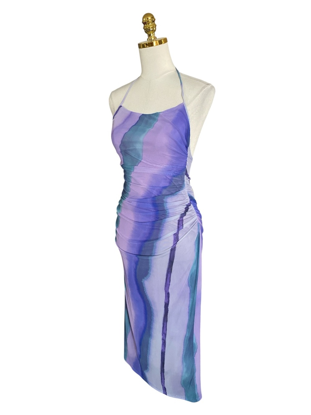 Zara Bloggers Favorite Printed Tulle Halter Sleeveless Lavender Dress Sz Small. - Picture 9 of 14